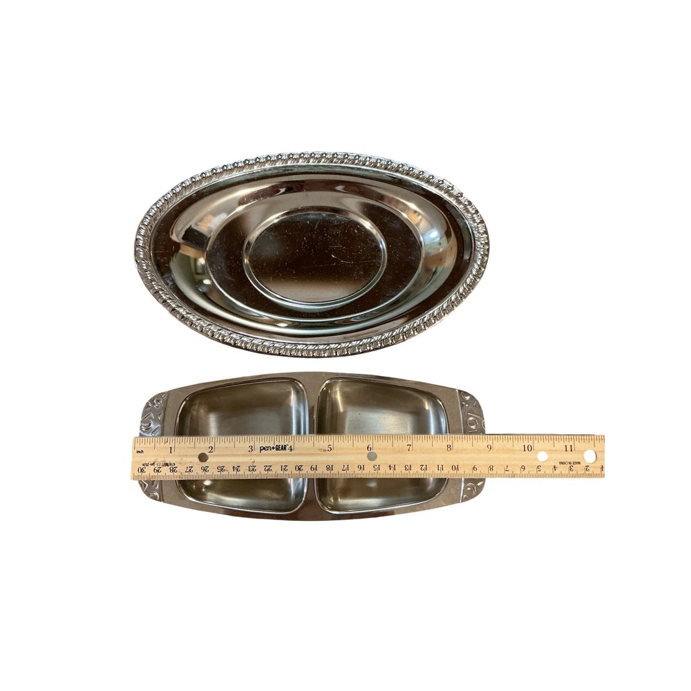 Alessi Italy 4057 Divided Dish & International Stainless Oval Platter Set Silver - Picture 4 of 8